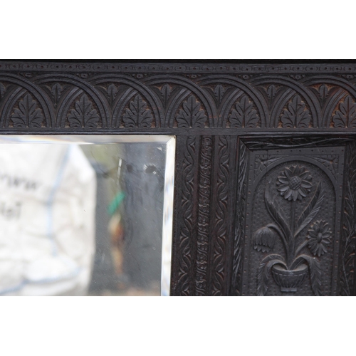 185 - ANTIQUE CARVED OVER MANTLE MIRROR 
132 X 15 X 74CM