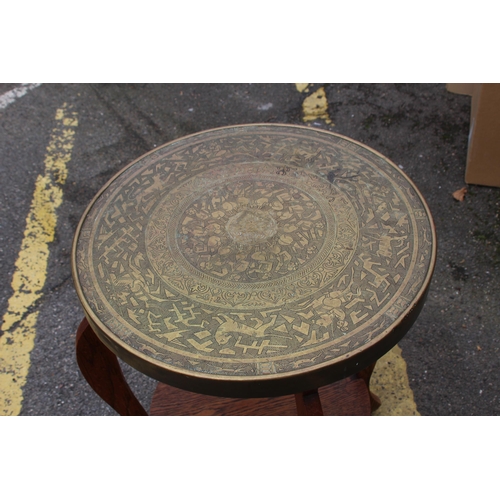 4 - BRASS TOPPED OCCASIONAL TABLE
55 X 67CM