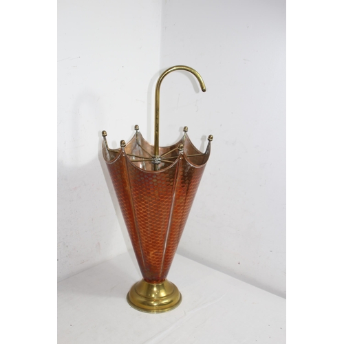 513 - BRASS AND COPPER UMBRELLA STAND
65CM