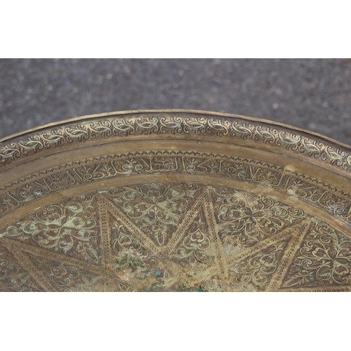 6 - VINTAGE ETHNIC BRASS TOPPED TABLE 
70 X 58CM