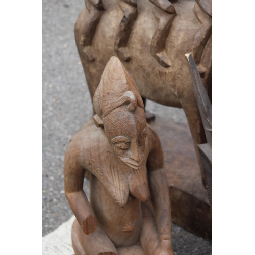 534 - 3 X VINTAGE ETHNIC CARVED FIGURES 
96 X 53CM