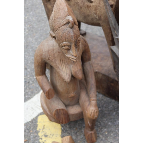 534 - 3 X VINTAGE ETHNIC CARVED FIGURES 
96 X 53CM