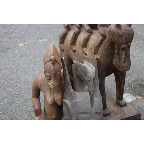 534 - 3 X VINTAGE ETHNIC CARVED FIGURES 
96 X 53CM