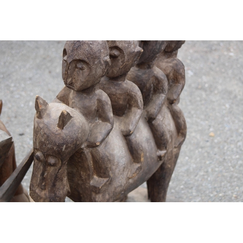 534 - 3 X VINTAGE ETHNIC CARVED FIGURES 
96 X 53CM