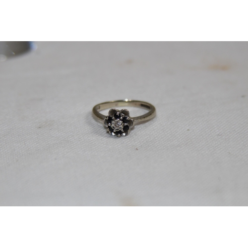 1198 - VINTAGE 9CT WHITE GOLD RING. - SIZE L - 2.70G