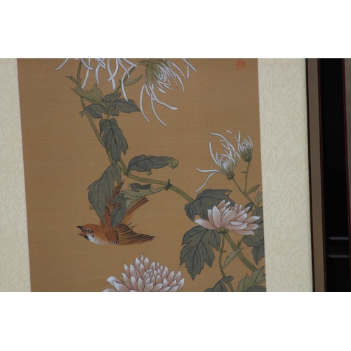 186 - PAIR OF ORIENTAL SILK PICTURES
39 X 76CM