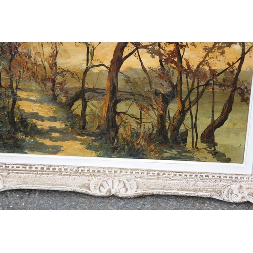 189 - VINTAGE SIGNED OIL ON CANVAS OF A WOODLAND SCENE
70 X 64CM