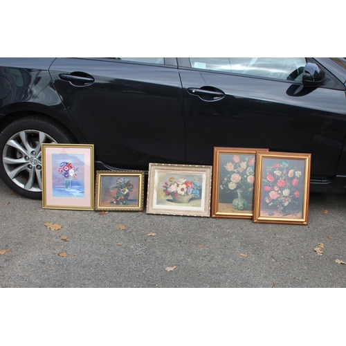 190 - QUANTITY OF PAINTINGS INCLUDING 2 X OILS, A WATERCOLOUR AND 2 PRINTS OF STILL LIFE
48 X 38CM