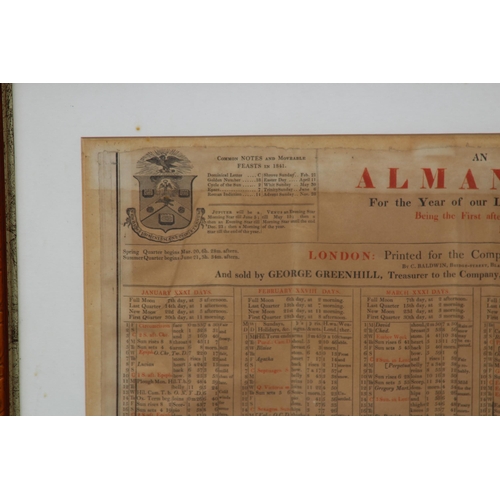 194 - ANTIQUE FRAMED 1841 ALMANACK
74 X 62CM