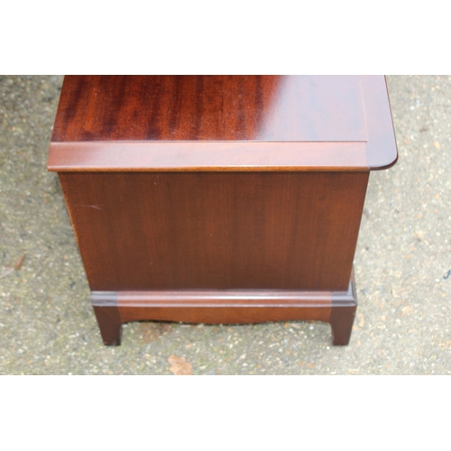 56 - PAIR OF STAG MINSTREL BEDSIDE TABLES AND A TABLE 
150 X 90 X 76CM