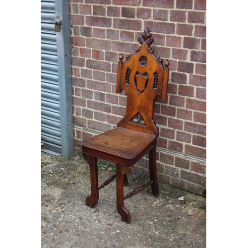 76 - ANTIQUE ORNATE HALL CHAIR 
40 X 39 X 111CM