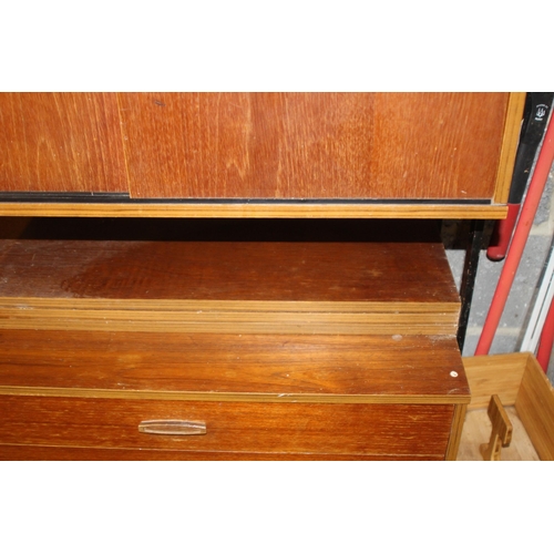 90 - RETRO AVALON SHELVING SYSTEM INCLUDES CUPBOARD, SHELVES AND 3 DRAWER CHEST
195 X 44 X 82CM