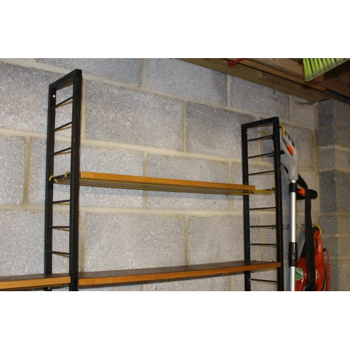 91 - QUANTITY OF RETRO LADDERAX SHELVING SYSTEM INCLUDES LADDERS AND SHELVES AND RUNNERS 
183 X 201 X 21C... 