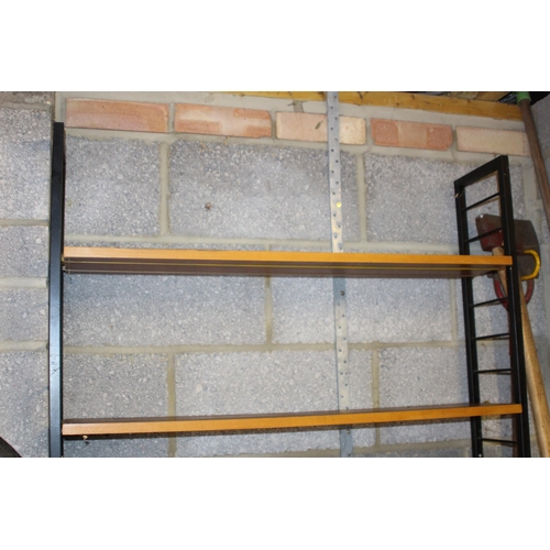 91 - QUANTITY OF RETRO LADDERAX SHELVING SYSTEM INCLUDES LADDERS AND SHELVES AND RUNNERS 
183 X 201 X 21C... 