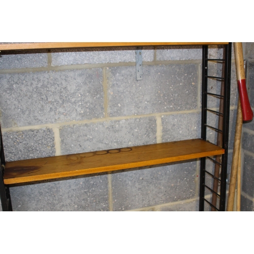 91 - QUANTITY OF RETRO LADDERAX SHELVING SYSTEM INCLUDES LADDERS AND SHELVES AND RUNNERS 
183 X 201 X 21C... 