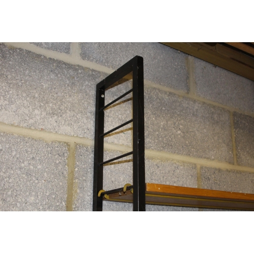 91 - QUANTITY OF RETRO LADDERAX SHELVING SYSTEM INCLUDES LADDERS AND SHELVES AND RUNNERS 
183 X 201 X 21C... 