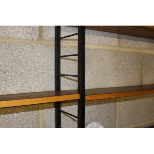 91 - QUANTITY OF RETRO LADDERAX SHELVING SYSTEM INCLUDES LADDERS AND SHELVES AND RUNNERS 
183 X 201 X 21C... 