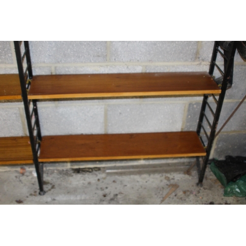 91 - QUANTITY OF RETRO LADDERAX SHELVING SYSTEM INCLUDES LADDERS AND SHELVES AND RUNNERS 
183 X 201 X 21C... 