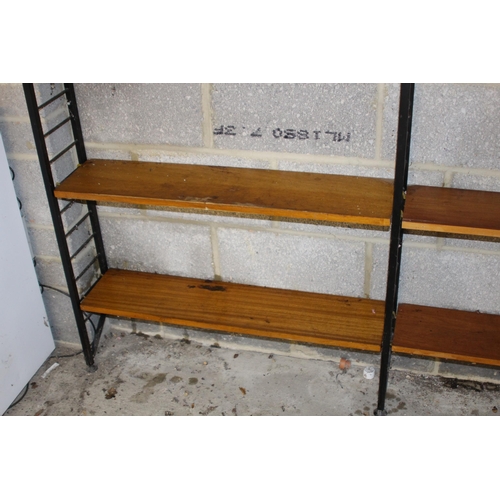 91 - QUANTITY OF RETRO LADDERAX SHELVING SYSTEM INCLUDES LADDERS AND SHELVES AND RUNNERS 
183 X 201 X 21C... 