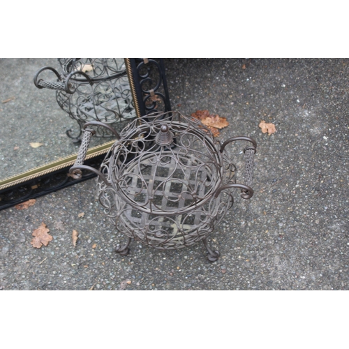 199 - 2 X METAL FRAMED MIRRORS AND METAL BASKET 
82 X 64CM