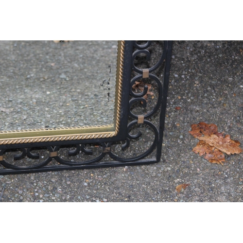 199 - 2 X METAL FRAMED MIRRORS AND METAL BASKET 
82 X 64CM