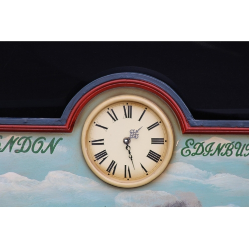 200 - GREAT NORTHERN RAILWAYS WOODEN SIGN AND CLOCK 
65 X 48CM