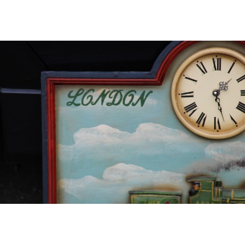 200 - GREAT NORTHERN RAILWAYS WOODEN SIGN AND CLOCK 
65 X 48CM