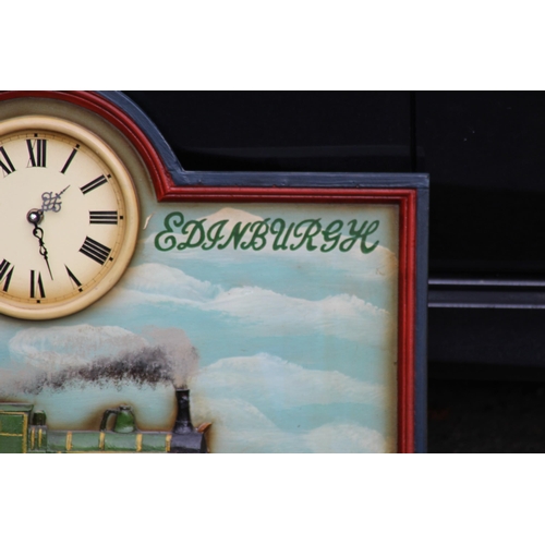 200 - GREAT NORTHERN RAILWAYS WOODEN SIGN AND CLOCK 
65 X 48CM