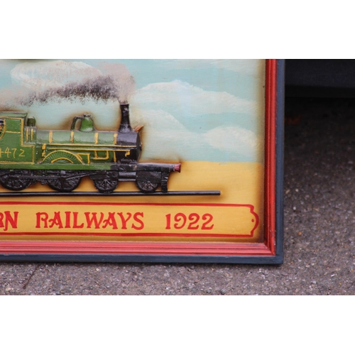 200 - GREAT NORTHERN RAILWAYS WOODEN SIGN AND CLOCK 
65 X 48CM