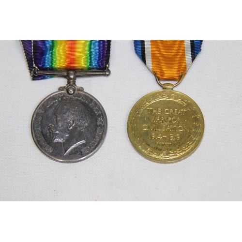 911 - 2 X WWI MEDALS 5467 PTE W.A  HAYES 4-LOND REG