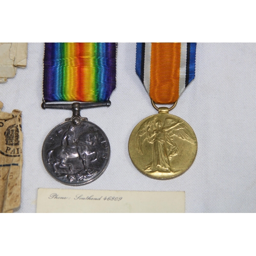 913 - 2 X WWI MEDALS 207182 GNR T SPARKS RA  PLUS EPHEMERA