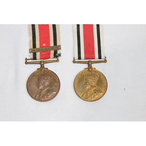 914 - 2 X SPECIAL CONSTABULARY MEDALS SIGNED GEORGE F MILLER AND SERGT EDWARD J MARTIN