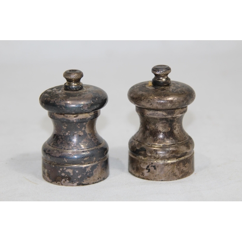 1163 - PAIR OF SILVER HALLMARKED SALT AND PEPPER MILLS - PETER PIPER 1982