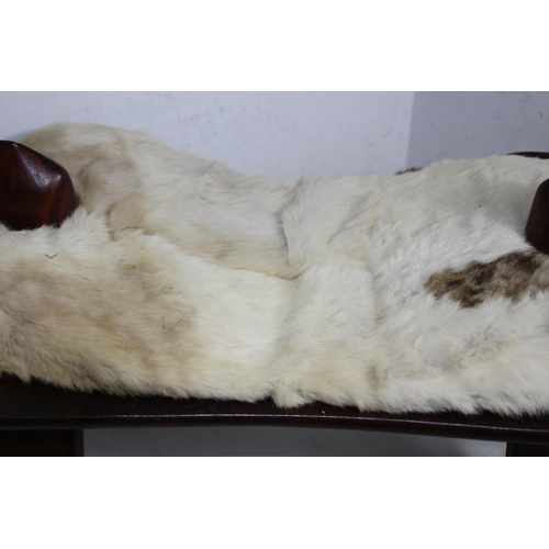 28 - VINTAGE CAMEL STOOL WITH GOAT FUR SEAT
79 X 38 X 44CM