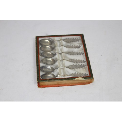 1164 - SET OF ORIENTAL SILVER PLATE SPOONS IN BOX