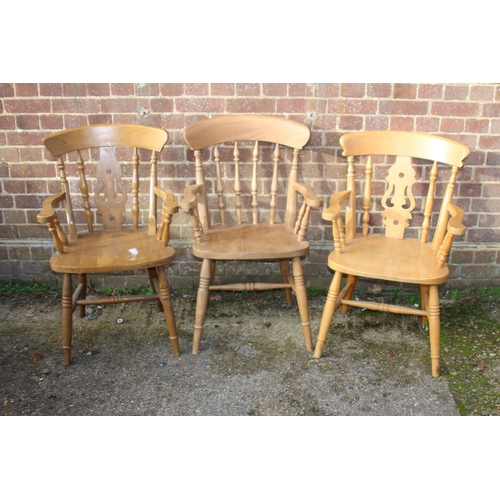 102 - 3X PINE CARVER CHAIRS  PLUS 1 OTHER
47 X 54 X 85CM