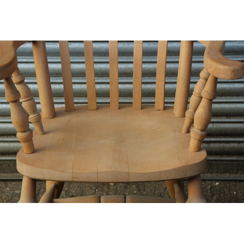 105 - NATURAL PINE FARMERS FIRESIDE CHAIR 
67 X 52 X 113CM