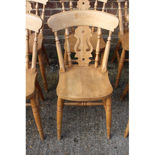 106 - SET OF 8 FARMHOUSE PINE DINING CHAIRS 
40 X 40 X 80CM