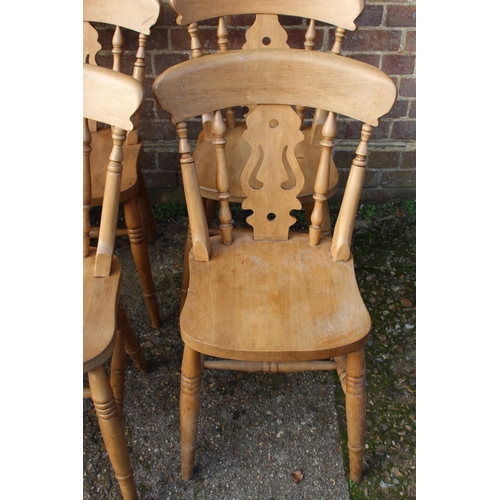 106 - SET OF 8 FARMHOUSE PINE DINING CHAIRS 
40 X 40 X 80CM