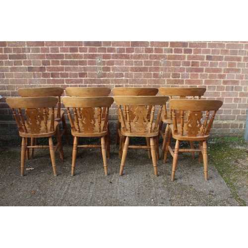 106 - SET OF 8 FARMHOUSE PINE DINING CHAIRS 
40 X 40 X 80CM