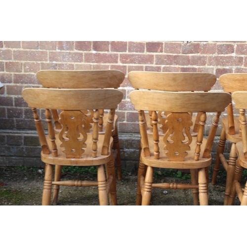 106 - SET OF 8 FARMHOUSE PINE DINING CHAIRS 
40 X 40 X 80CM