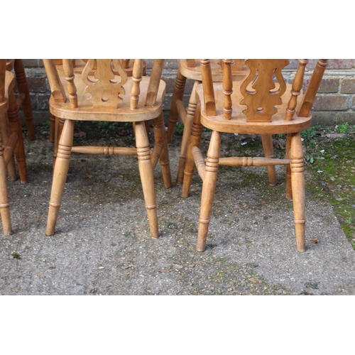 106 - SET OF 8 FARMHOUSE PINE DINING CHAIRS 
40 X 40 X 80CM