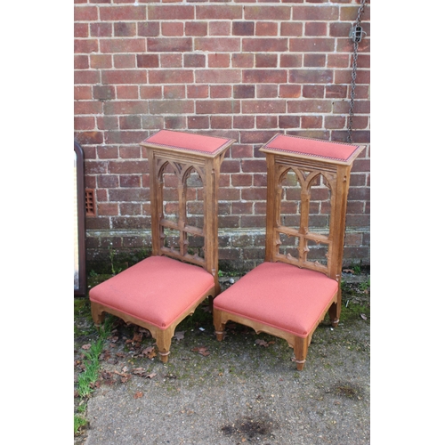 109 - PAIR OF PRAYER CHAIRS 
88 X 44 X 44CM