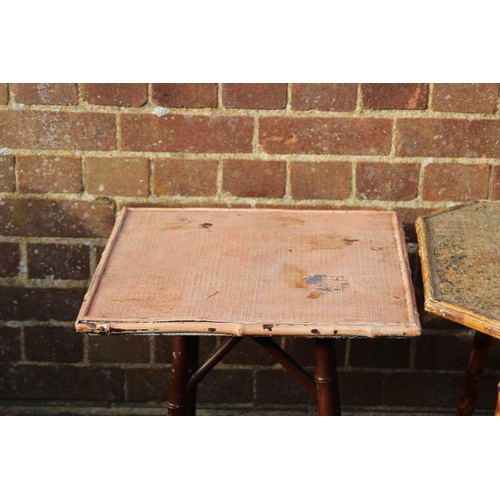 111 - 2 X 1950'S BAMBOO TABLES 
50 X 50 X 72CM