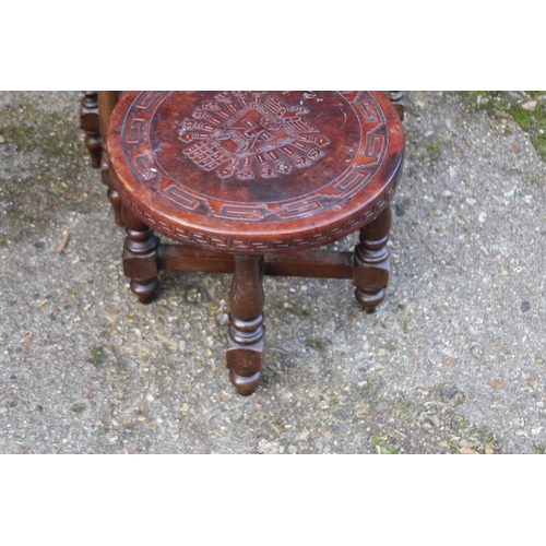 114 - AZTEC LEATHER TOPPED NEST OF TABLES AND STOOL
50 X 45 X 60CM