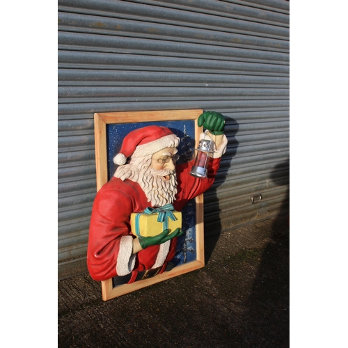 137 - FRAMED 3D FATHER CHRISTMAS HEAD 
96 X 85CM