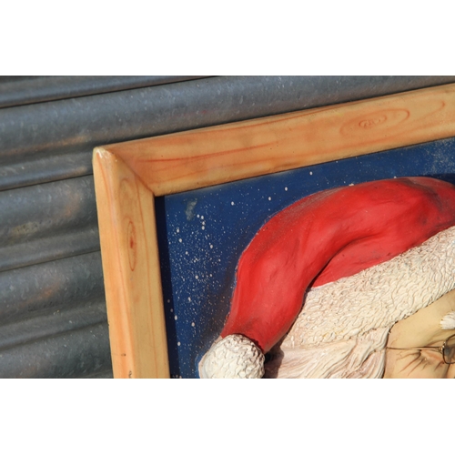 137 - FRAMED 3D FATHER CHRISTMAS HEAD 
96 X 85CM