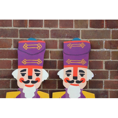 140 - 2 X WOODEN PAINTED NUTCRACKER SOLDIERS 
155CM