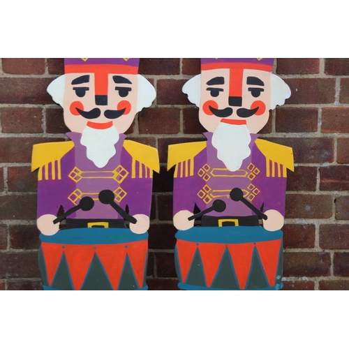 140 - 2 X WOODEN PAINTED NUTCRACKER SOLDIERS 
155CM