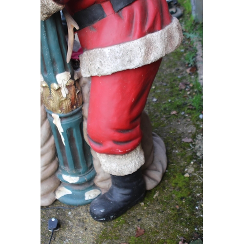 143 - LIFE SIZED SANTA WITH LIGHT UP PILLAR AND REINDEER 
170CM